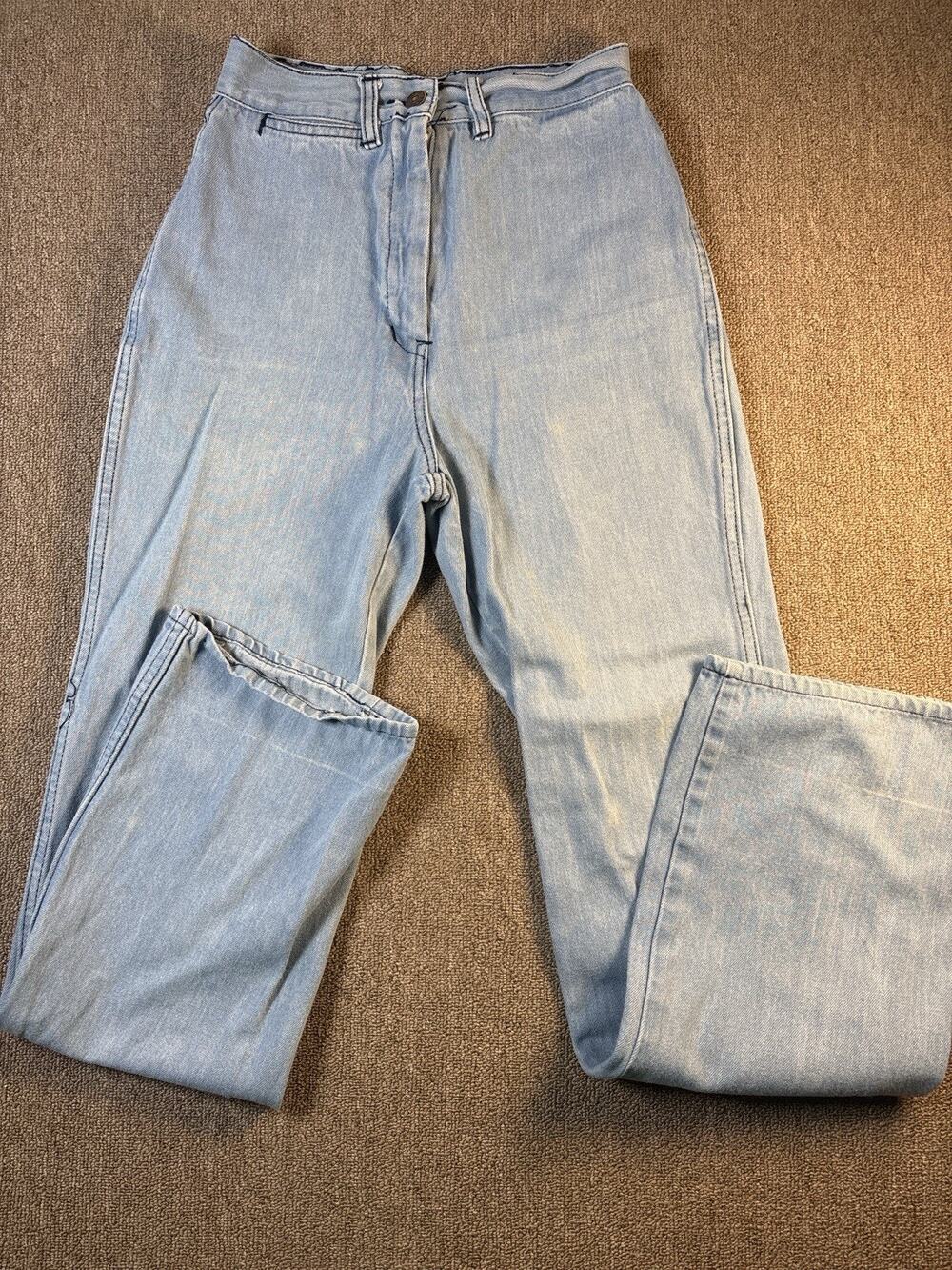 Vintage L.BEE Light Wash Denim Jeans Womens High Waist Talon Zip USA 70s 80s